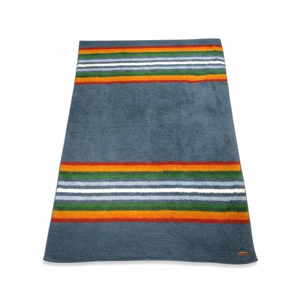 Pendleton Sherpa Blanket Unisex 63x90 Blue Grand Canyon Striped Fleece Throw